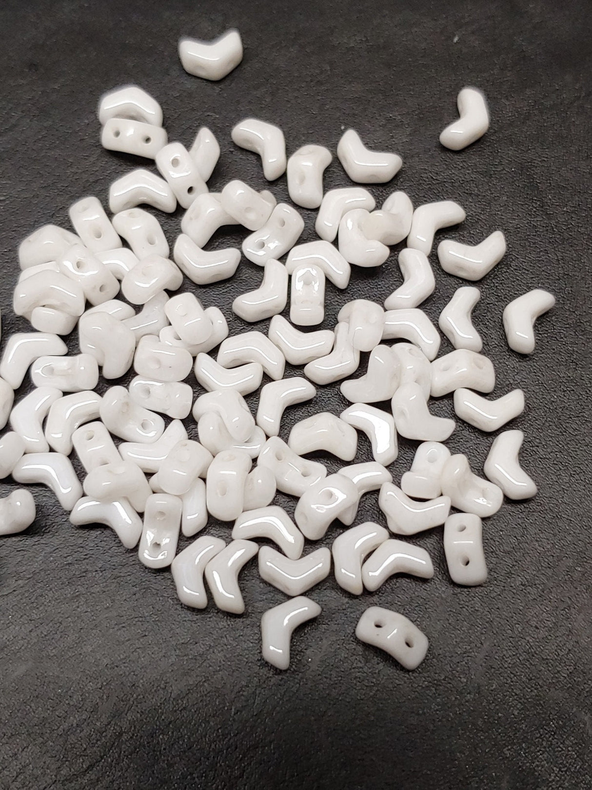 Mini Chevron Chalk Luster, 2-Hole Czech Glass 6x2MM, 14400-50 beads