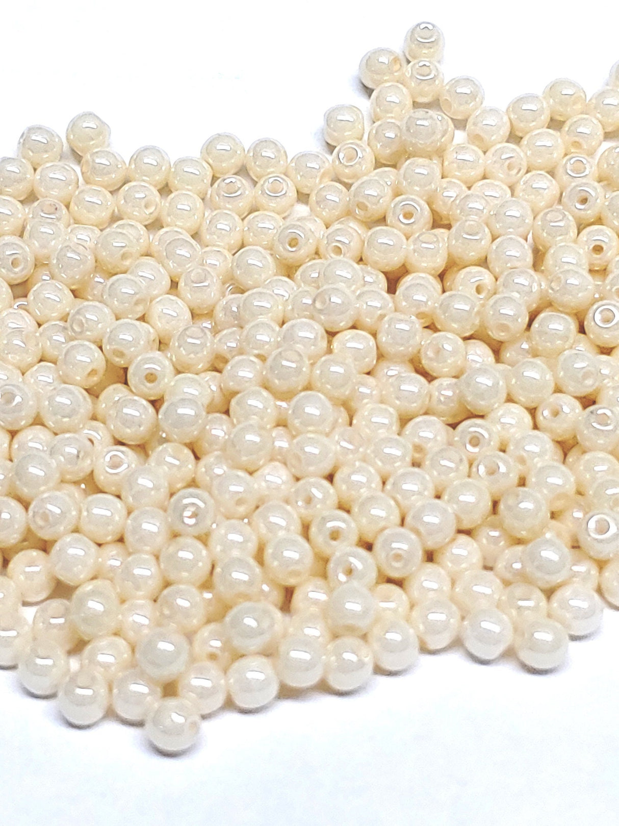 3mm Round Cream Luster Czech Glass Beads