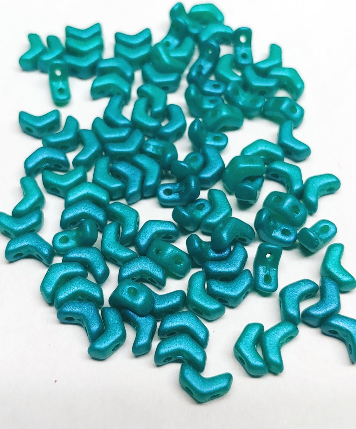 Mini Chevron Tropical Rainforest, 2-Hole Czech Glass 6x2MM, 02010-24514-50 Beads