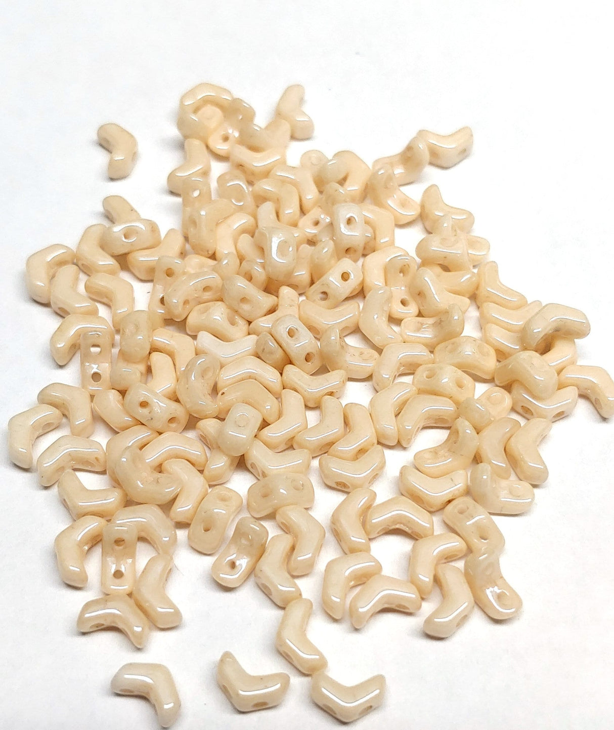 Mini Chevron Chalk Beige Luster, 2-Hole Czech Glass 6x2MM, 03000-14413-50 Beads