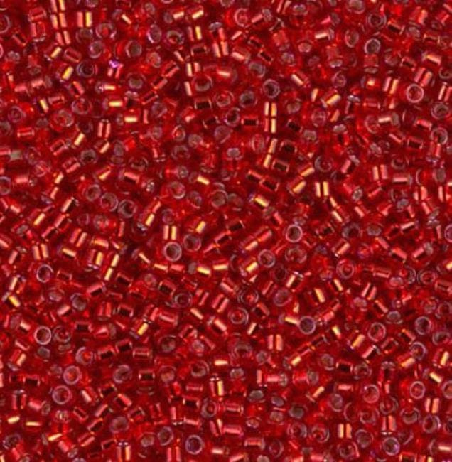 Delica, 11/0 Silver Lined Red, Dyed, DB0602 Miyuki Delica-5 grams