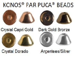 Konos par Puca Bead, 2x4mm 10 grams Approx. 215 beads-4 colors listed