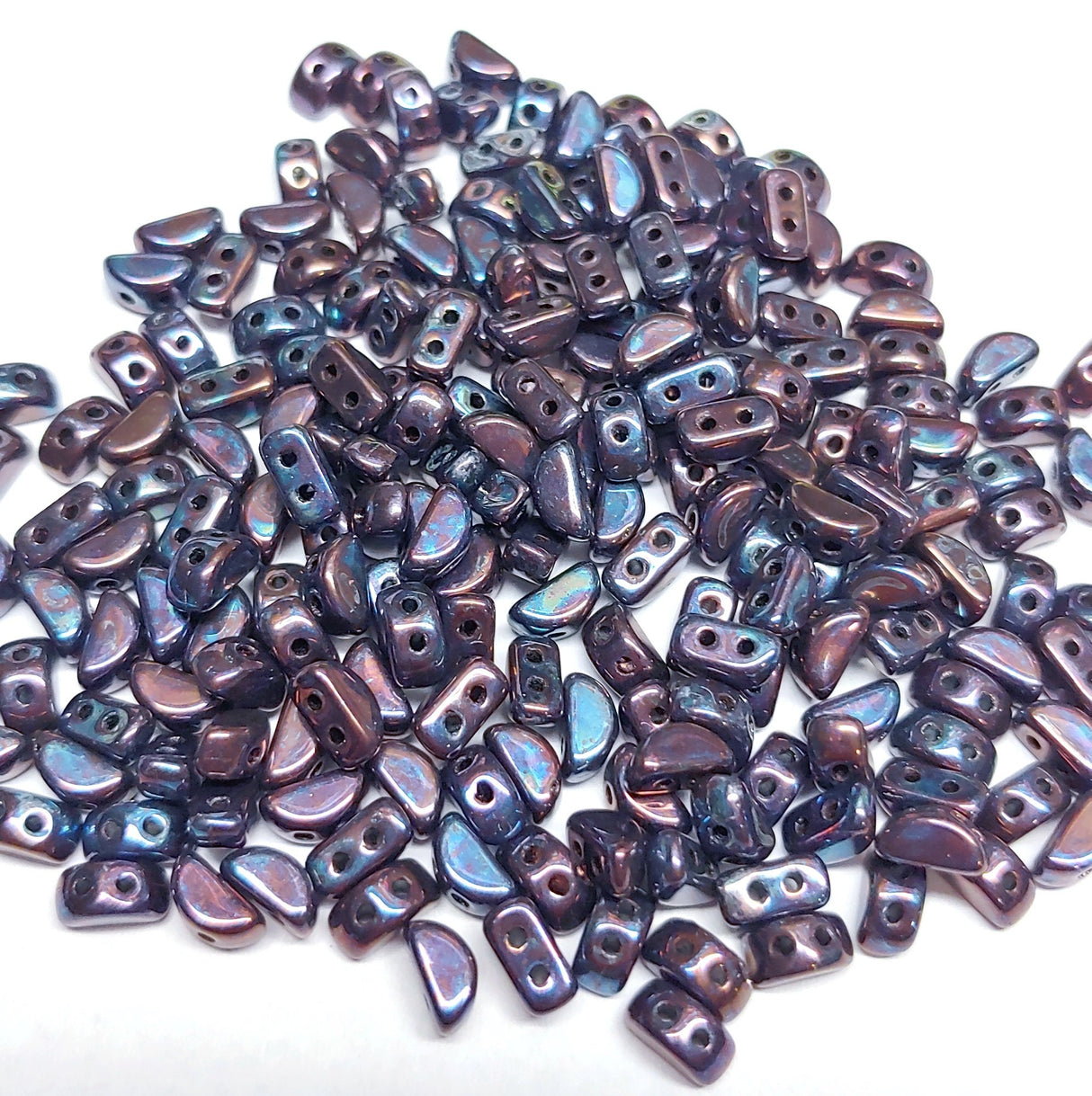 Kos® Par Puca® Jet Nebula, 2 Hole 6x3mm Czech Glass, 23980-15001-10 grams