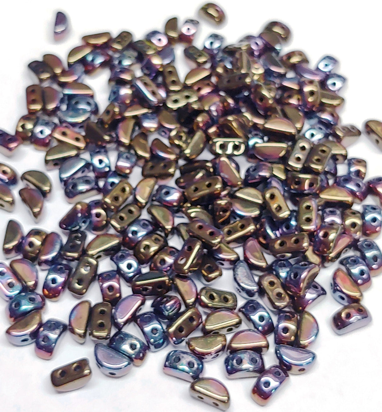 Kos® Par Puca® Jet Iris Luster, 2 Hole Czech Glass 6x3mm, 23980-15780-10 grams