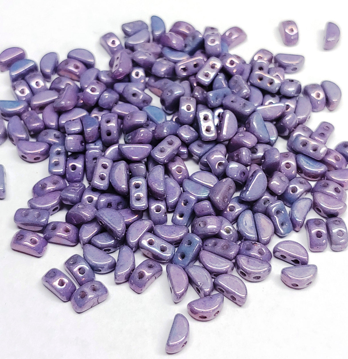 Kos® Par Puca® Opaque White Nebula, 2 Hole Czech Glass 6x3mm, 03000-15001- 10 grams