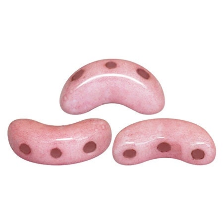 Arcos par Puca Opaque Mix, Rose, Light Green and White, 3-Hole 5X10MM Czech Glass, 30 Beads, choose a color