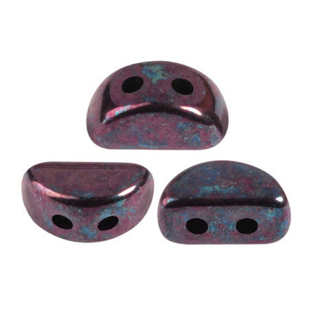 Kos® Par Puca® Jet Nebula, 2 Hole 6x3mm Czech Glass, 23980-15001-10 grams