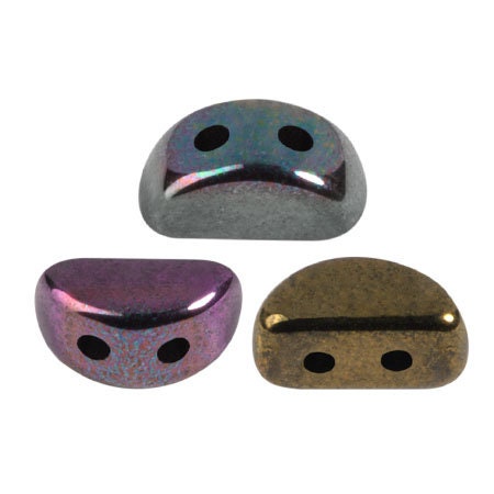 Kos® Par Puca® Jet Iris Luster, 2 Hole Czech Glass 6x3mm, 23980-15780-10 grams