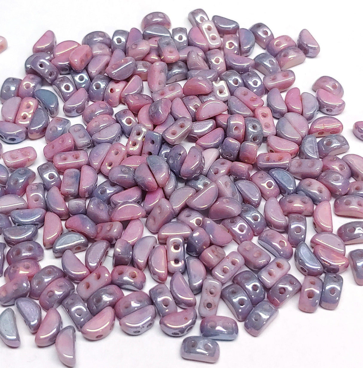 Kos® Par Puca® Opaque White Iris Luster, 2 Hole Czech Glass 6x3mm, 03000-15780-10 grams