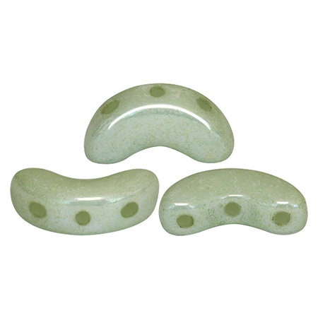 Arcos par Puca Opaque Mix, Rose, Light Green and White, 3-Hole 5X10MM Czech Glass, 30 Beads, choose a color