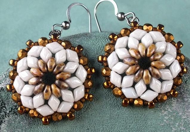 Mini GemDuo Pearl Shine White, 2-Hole Matubo Czech beads 6x4mm, 50 beads