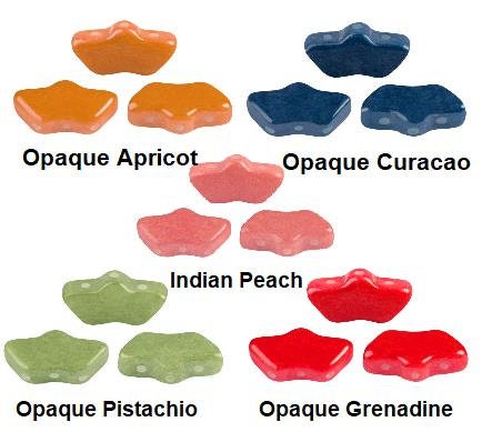 Delos Par Puca ®-Paris® Sorbet colors, 3 Hole Czech Glass 6 x 11mm, 25 beads, Choose your color and quantity