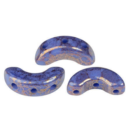 Arcos par Puca Frost Royal Blue Bronze, 3-Hole 5X10MM Czech Glass, 38430-15496-30 Beads