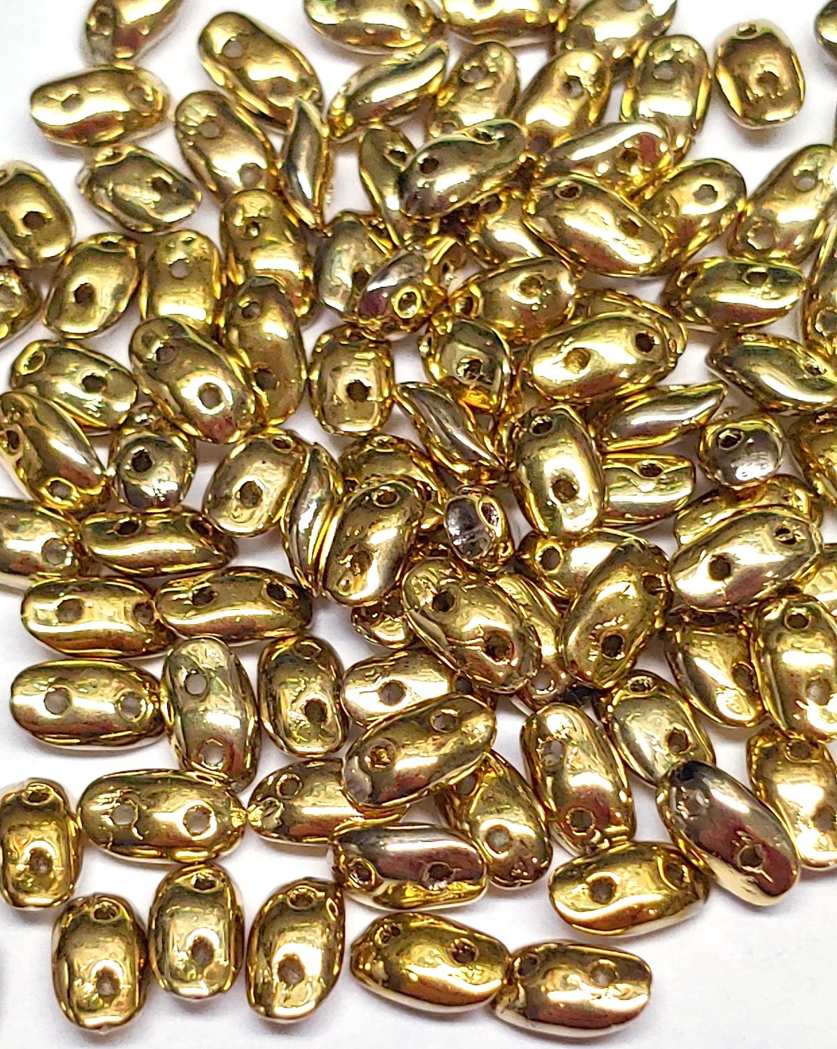 Wave Bead Crystal Full Amber, 3x7mm 2 hole Czech Glass, 8 grams approx. 100 to 105 beads