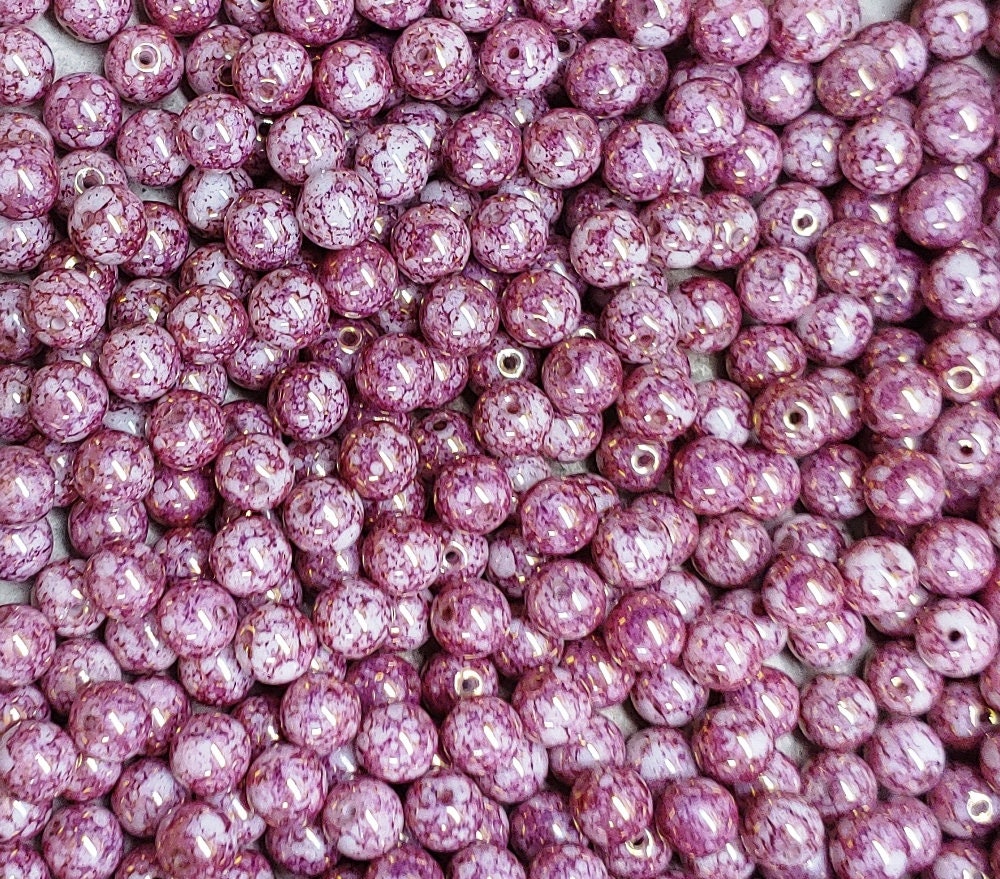 6mm Round, Terracota Purple Glass Beads, 03000/15496 - 25 beads