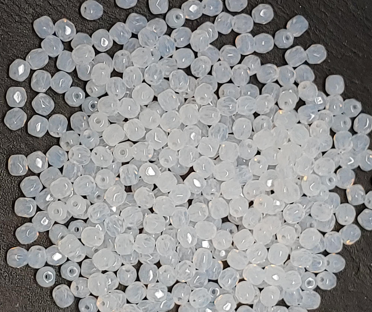 3mm Fire Polish White Opal, Czech Glass Faceted, 01000