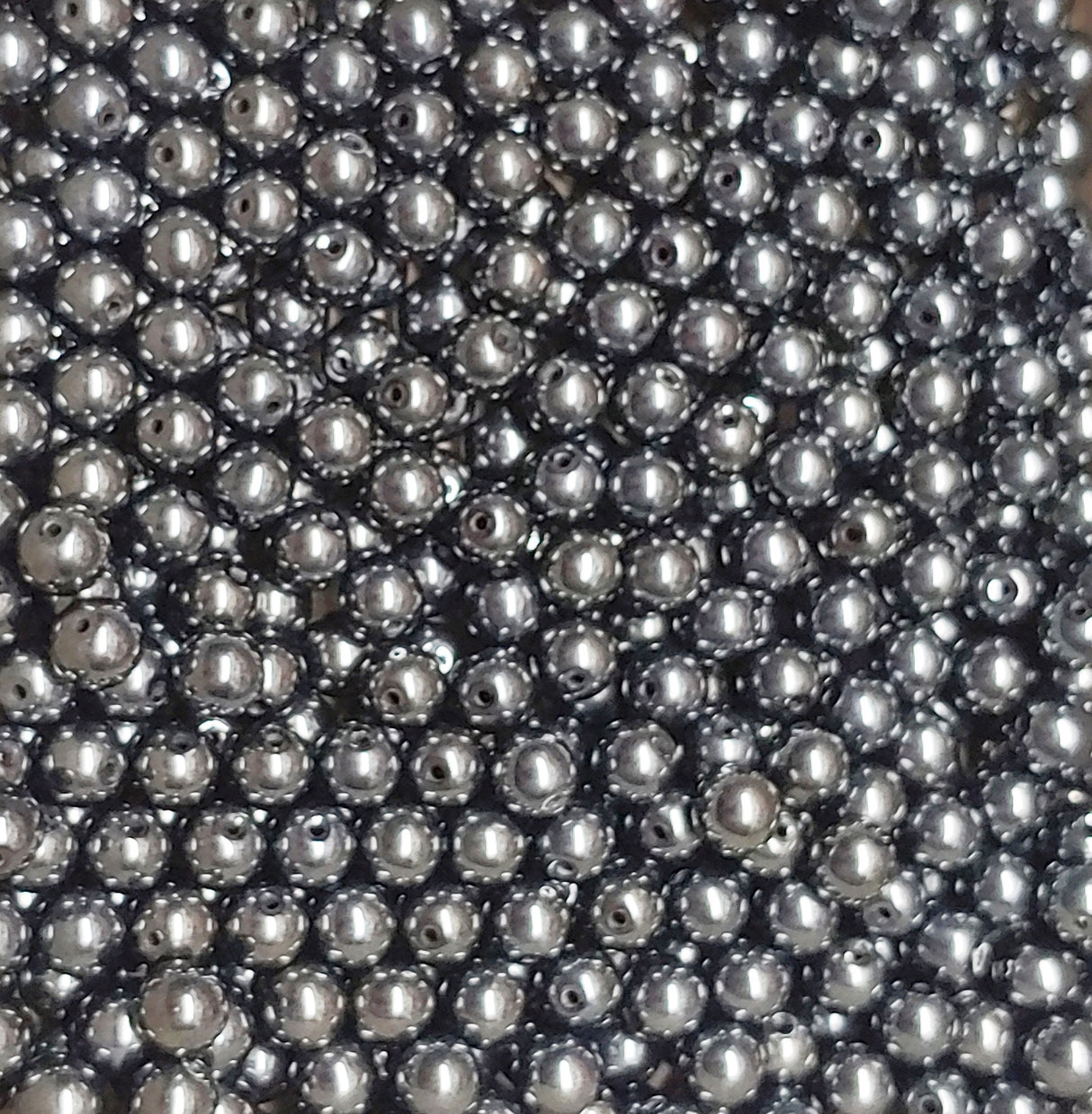 6mm Round, Jet Hematite Glass Beads, 23980/14400 - 25 beads