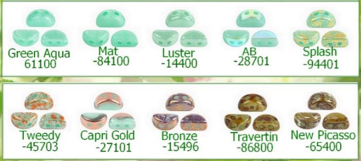Kos par Puca Green Aqua Opal, 2-Hole 6X3MM Czech Glass, Choose a Color-10 Grams