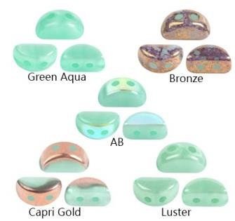 Kos par Puca Green Aqua Opal, 2-Hole 6X3MM Czech Glass, Choose a Color-10 Grams