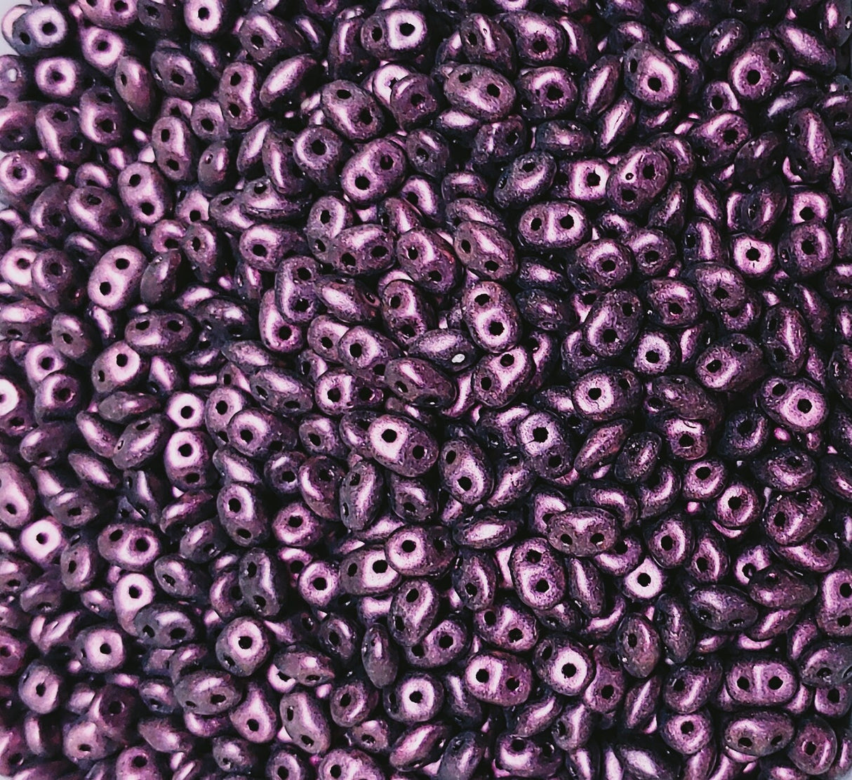 SuperDuo Polychrome Plum, 2 hole bead 2.5x5mm Czech Glass, 94106 10 grams