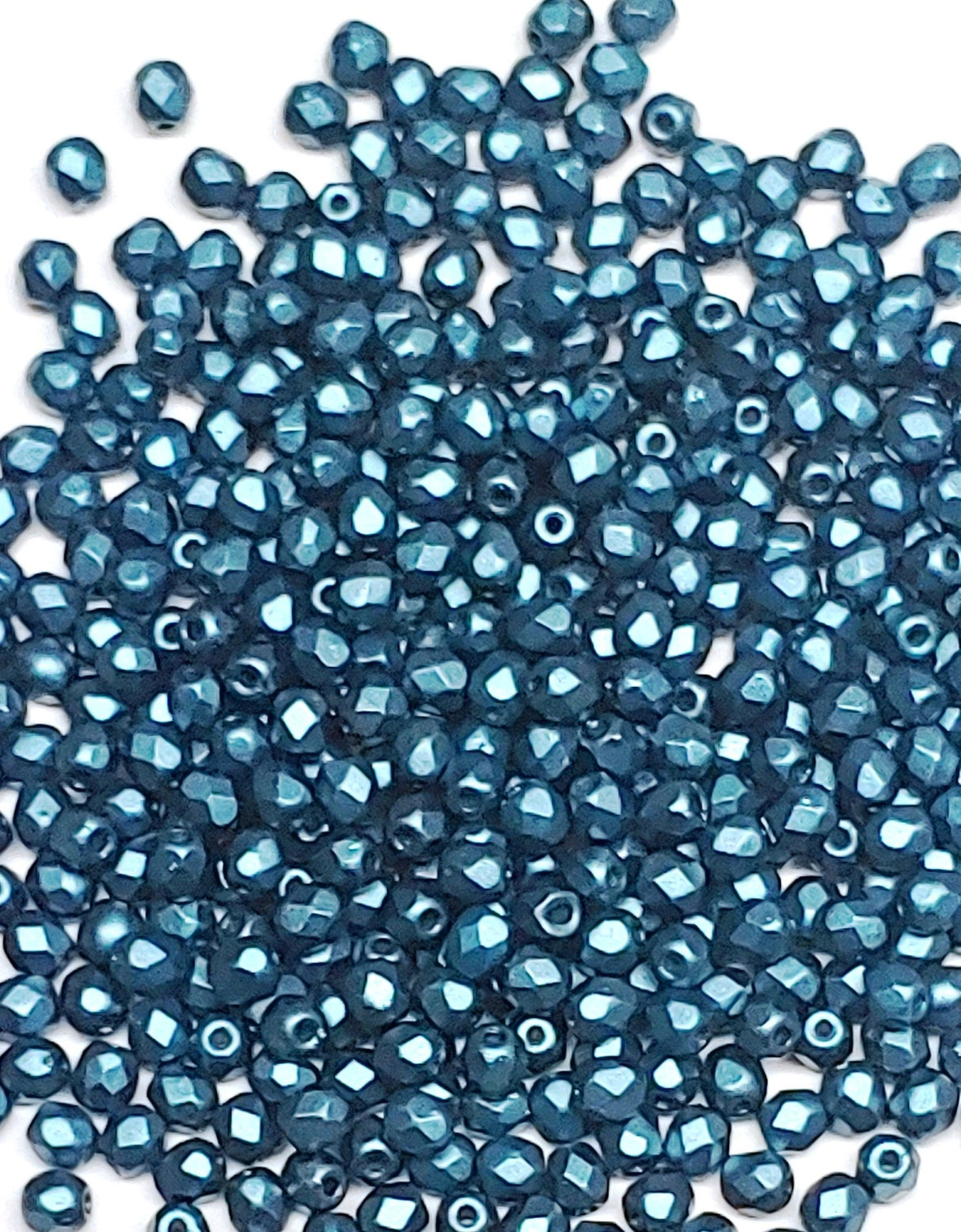 3mm Fire Polish Pastel Petrol, Czech glass faceted round bead-25033