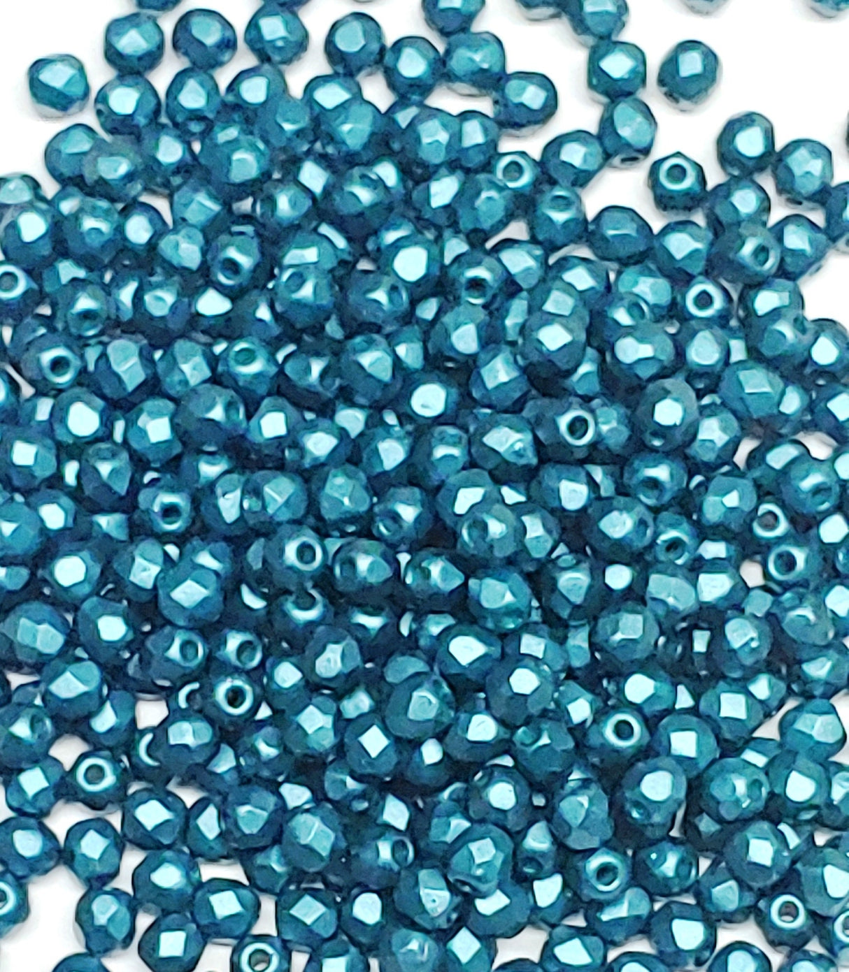 3mm Fire Polish Pastel Emerald, Czech glass faceted round bead, 25043