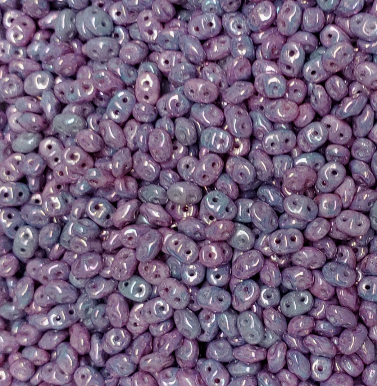 SuperDuo Nebula Chalk, Czech Glass 2-hole bead 2.5x5mm-DU0503000-15001, 10 grams