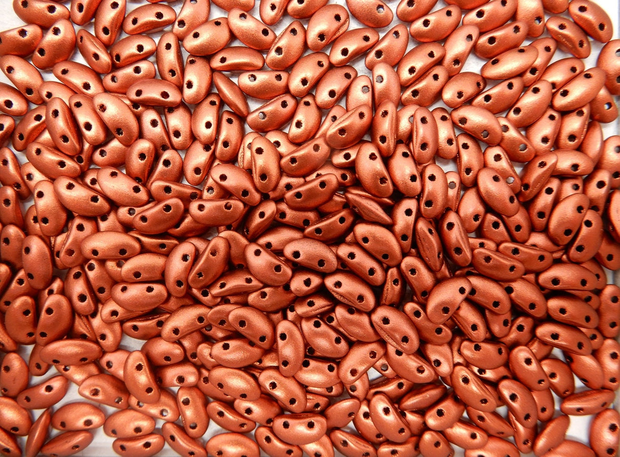 MobyDuo Bead Metallic Matte, 2-Hole 3x8MM Czech Glass, 25 or 50 beads