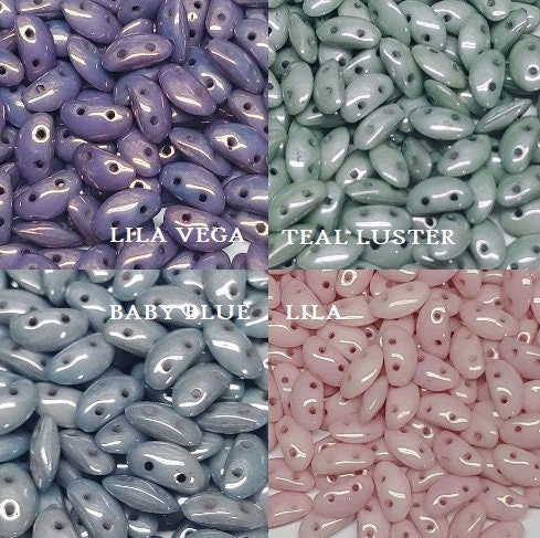 MobyDuo Bead Luster, 2-Hole 3x8MM Czech Glass, 25 or 50 beads