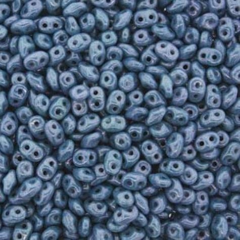 MiniDuo Chalk Blue Luster, 2-Hole 2x4MM Czech Glass, 14464-10 Grams