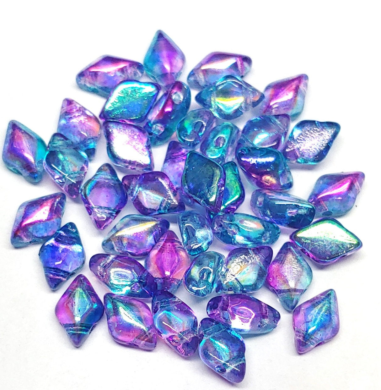 GemDuo Beads, Summer Rainbow, 2-Hole Matubo Czech Beads, 8x5mm, 40 Beads, Choose a color