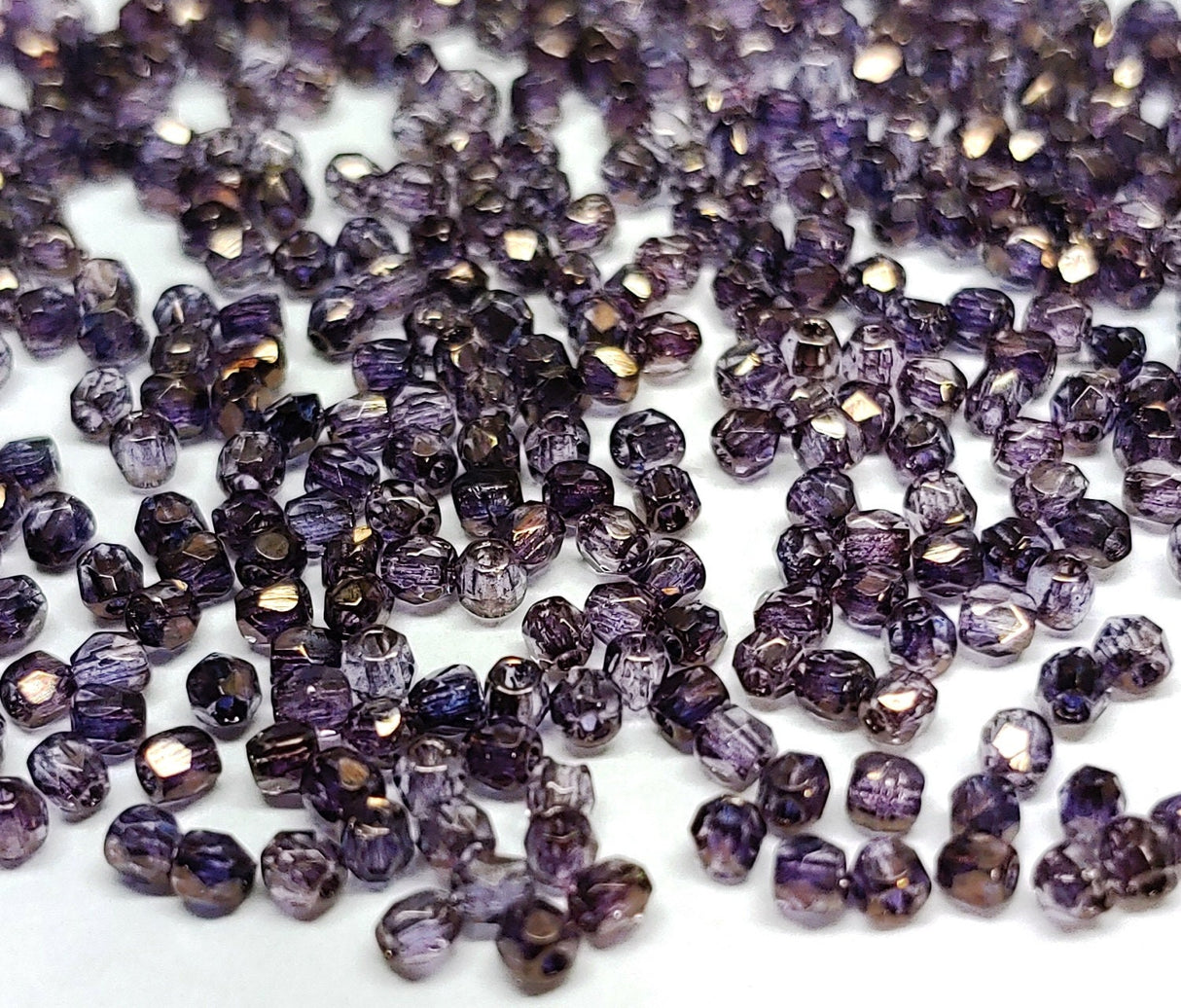 True 2MM Crystal Lila Vega Luster, Fire Polish Czech Glass, 00030-15726-100 Beads