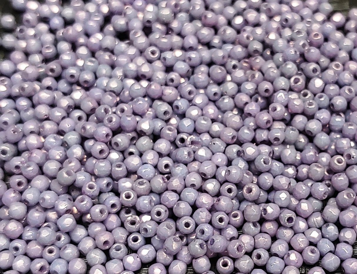 True 2MM Lila Vega Luster, Fire Polish Czech Glass 03000-15726-100 Beads