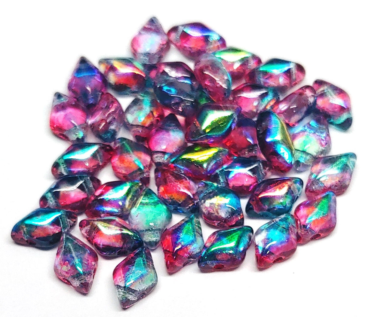 GemDuo Beads, Summer Rainbow, 2-Hole Matubo Czech Beads, 8x5mm, 40 Beads, Choose a color