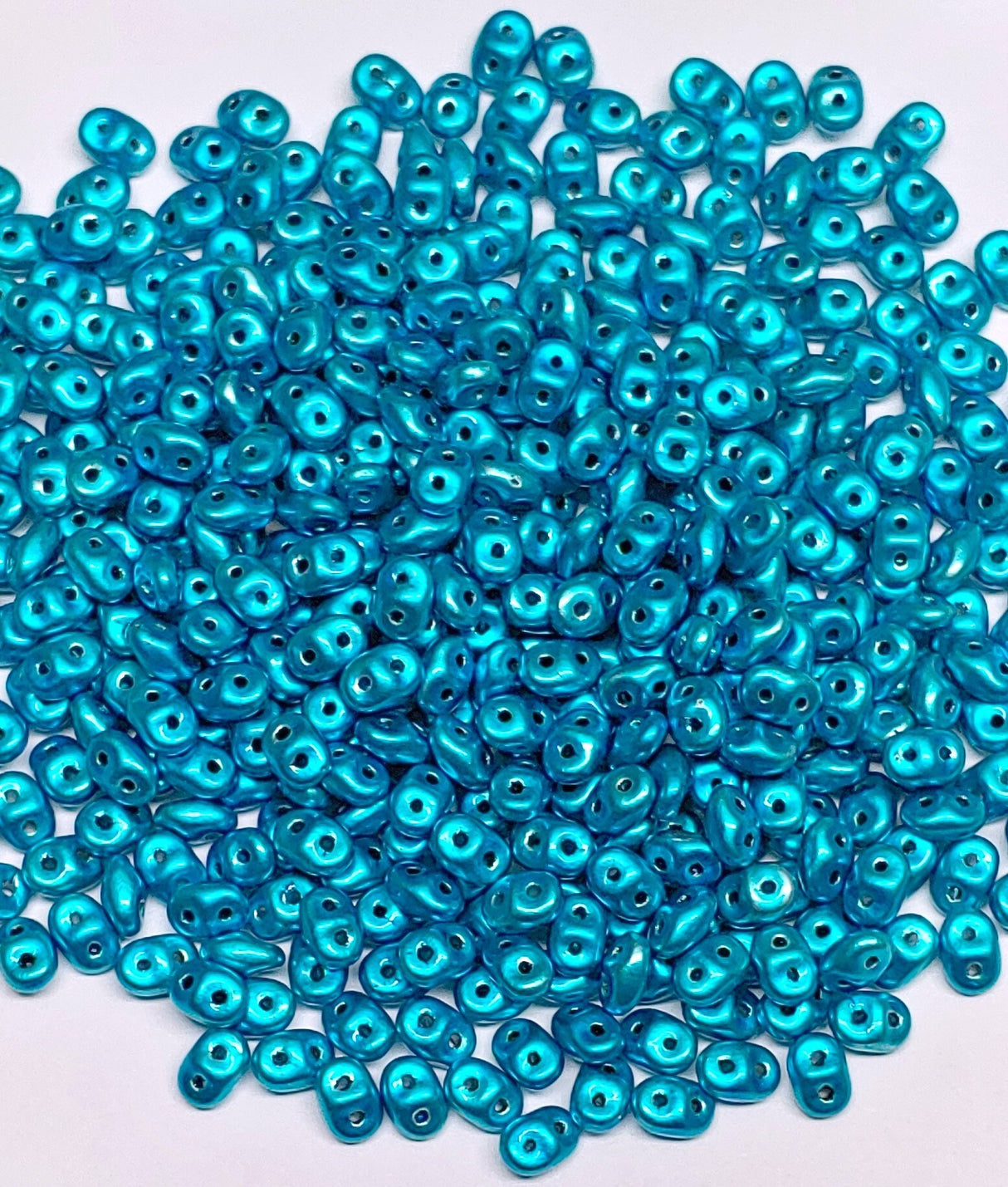 Superduo Metalust Turquoise, Czech Glass 2-hole bead 2.5mm x 5mm, 10 grams