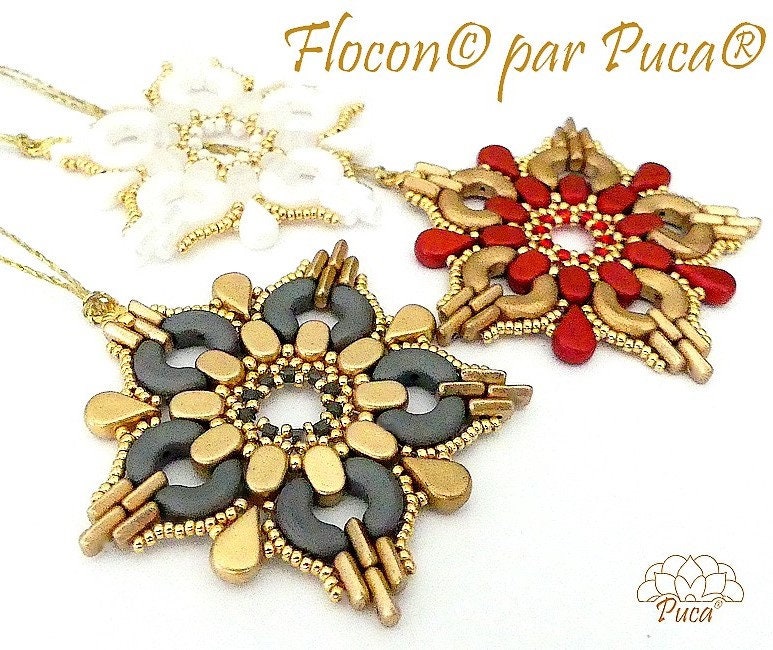 Flocon de Noel Pattern -DO NOT BUY- Sent free by email-Free with par Puca bead purchase, Read the description below for details