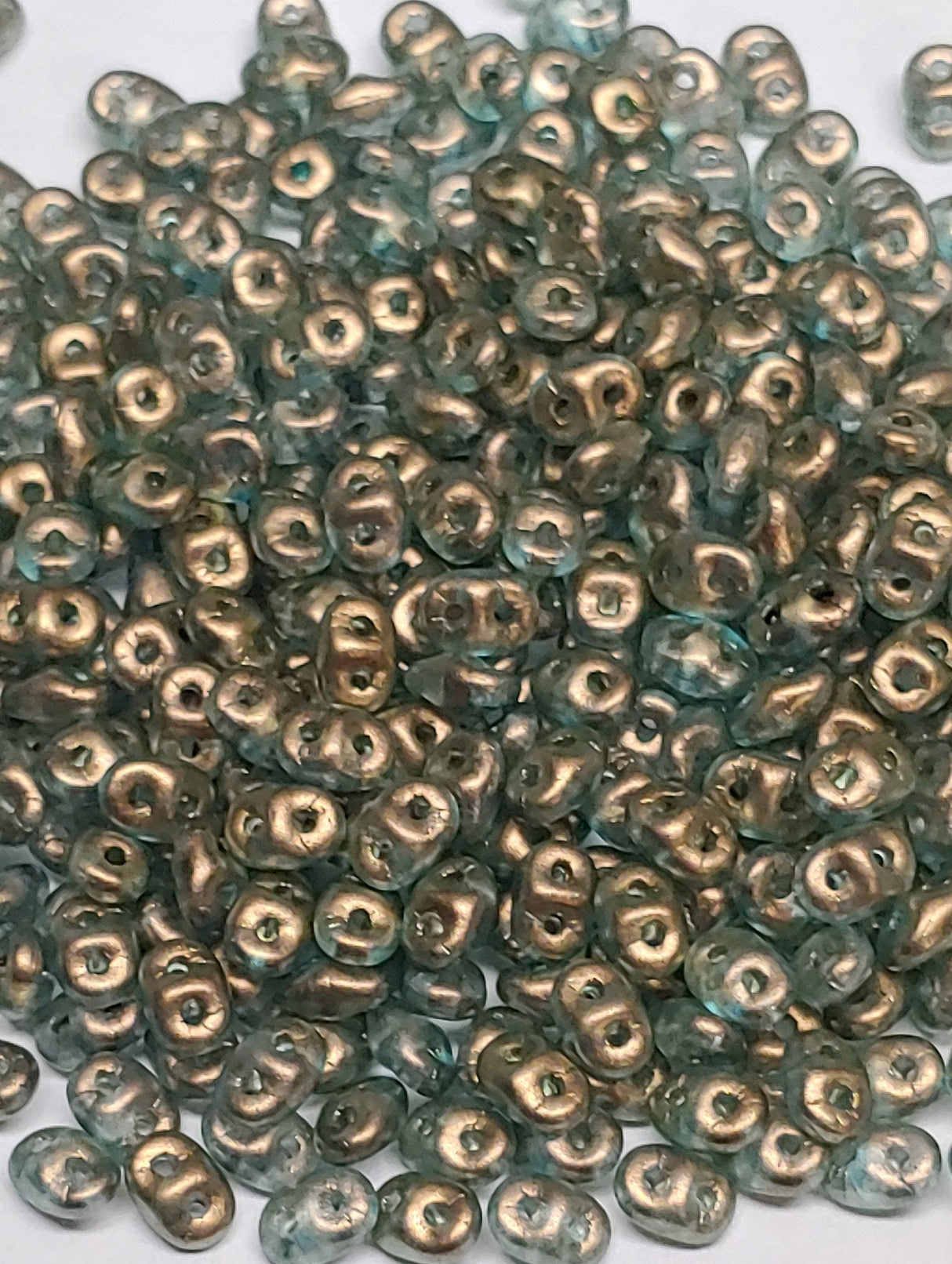 SuperDuo Halo Sky, 2-Hole 2.5x5mm Czech Glass Beads, 29267-10 grams