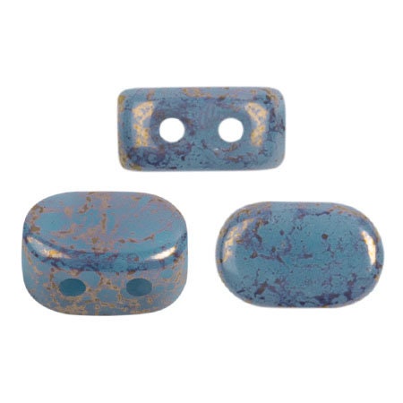 Lipsi par Puca Beads, Opaque Aqua Bronze, Czech Glass 7X4MM, 63020-15496-40 Beads