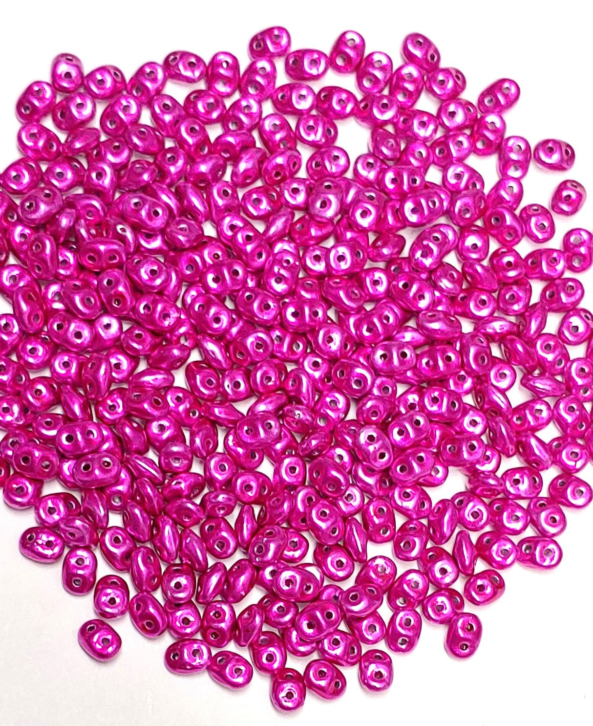 Superduo Metalust Hot Pink, Czech Glass 2-hole bead 2.5mm x 5mm, 10 grams