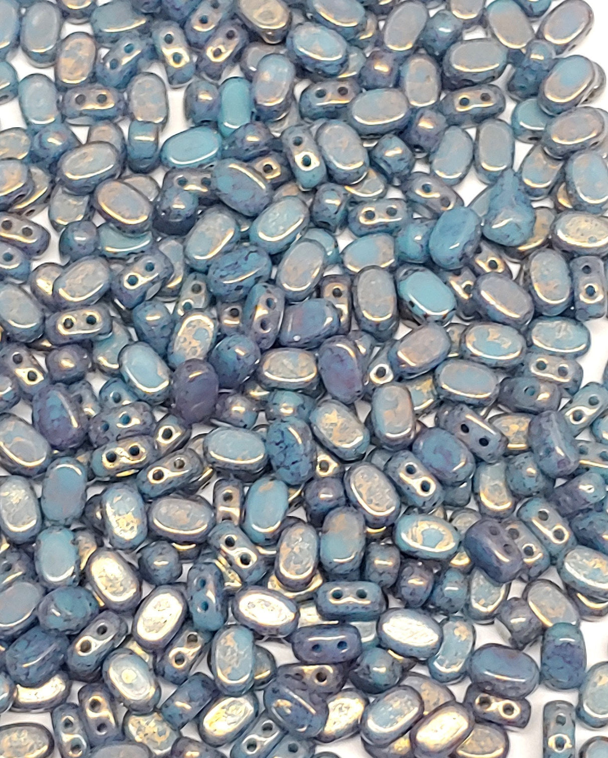 Lipsi par Puca Beads, Opaque Aqua Bronze, Czech Glass 7X4MM, 63020-15496-40 Beads