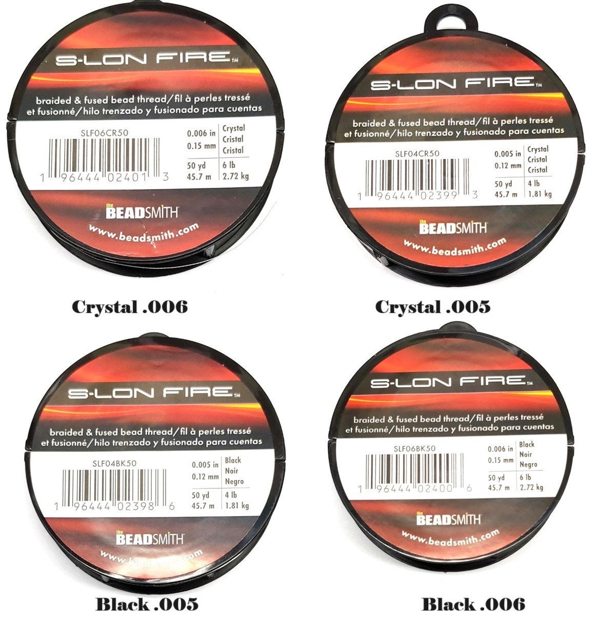 S-Lon Fire Beading Thread, Crystal or Black .005 or .006-1 spool-50 Yards