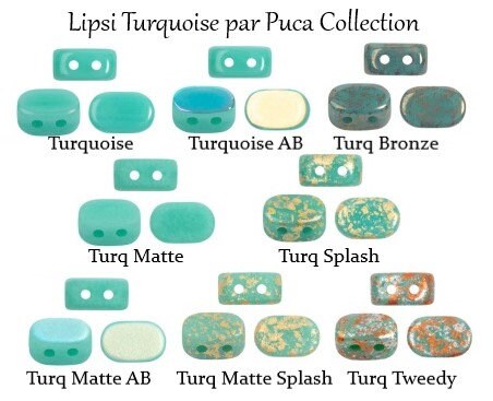 Lipsi par Puca Paris, Opaque Green Turquoise Collection, Czech Glass 7x4MM, 40 Beads