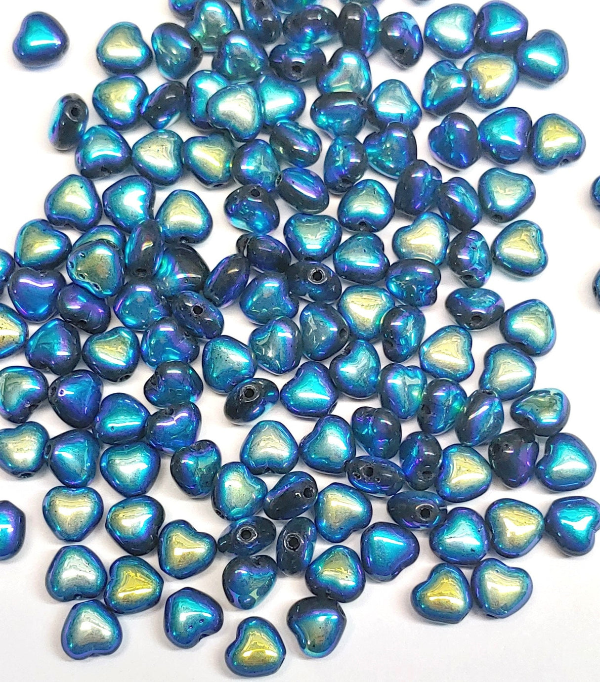 Heart Bead Jet AB Full, Pressed Czech Glass, 6mm 23980-28703-20 beads