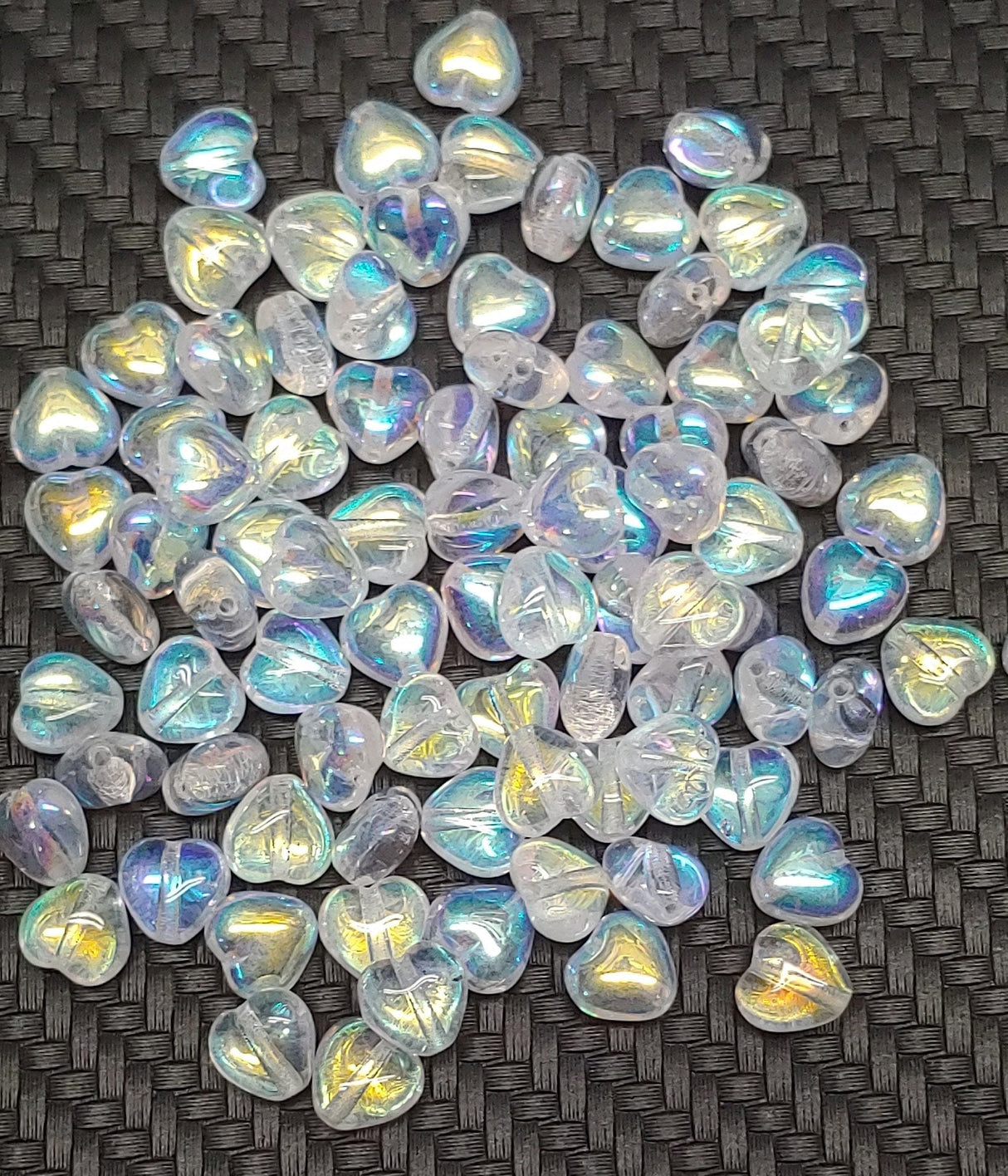 Heart Bead Crystal AB, Pressed Czech Glass, 6mm 00030-28701-20 beads