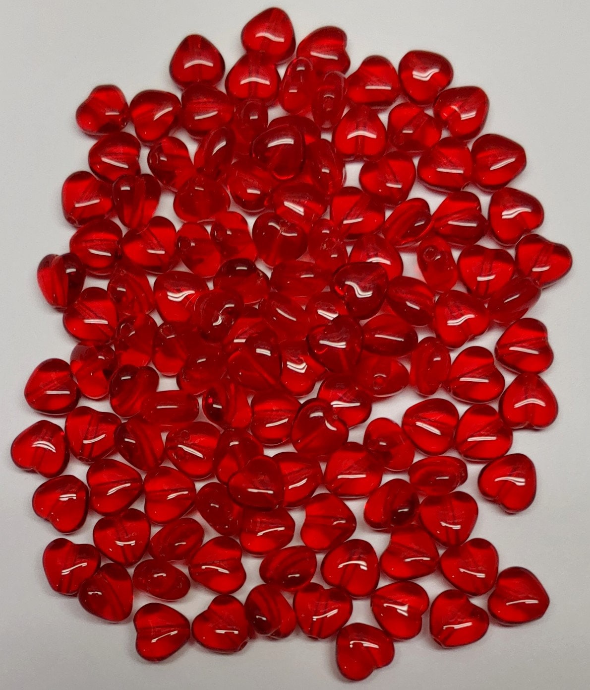 Heart Bead Ruby Red, Pressed Czech Glass, 6mm 90080-20 beads