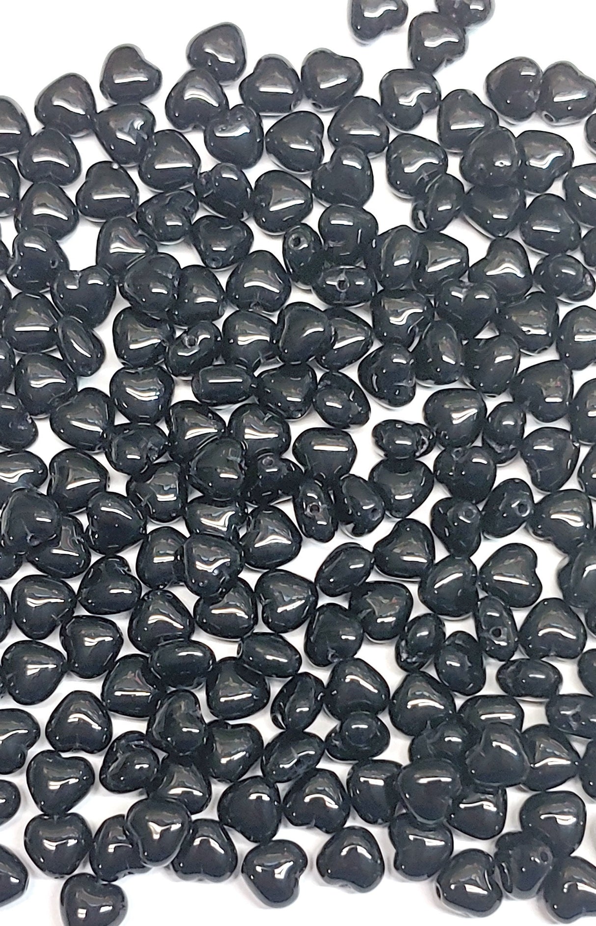 Heart Bead Jet, Pressed Czech Glass, 6mm 23980-20 beads