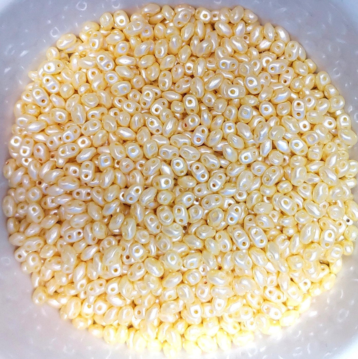 MiniDuo Pastel Cream, 2-Hole 2x4MM Czech Glass, 25039-10 Grams