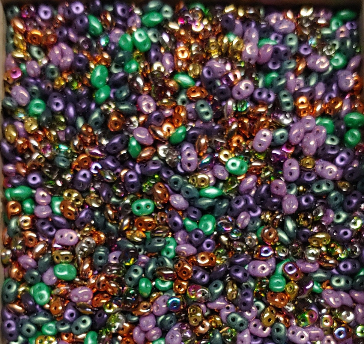 SuperDuo Mardi Gras Mix, 2.5x5mm Czech glass, DU05MIX169, 10 grams