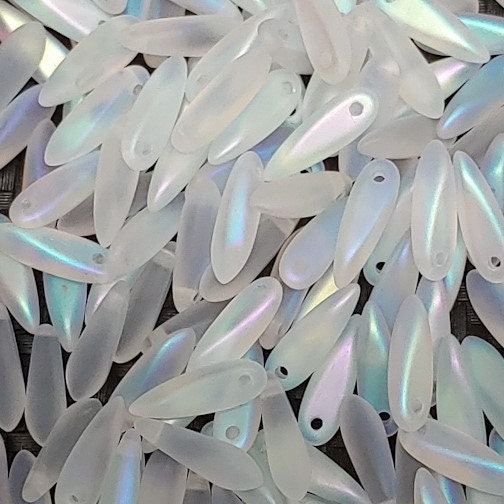 Dagger Bead, Czech Glass 3X11MM, 25 Beads-4 Color Choices