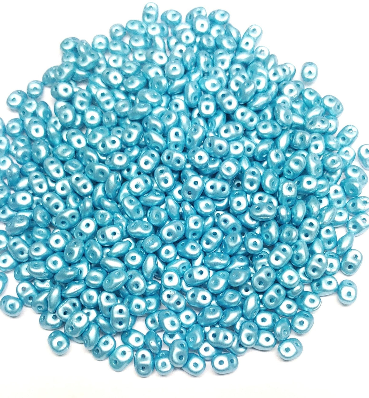 SuperDuo Pastel Aqua, Czech Glass 2-hole bead 2.5x5mm-25019, 10 grams